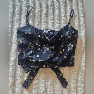 REVAMPED Floral Black Crop Top